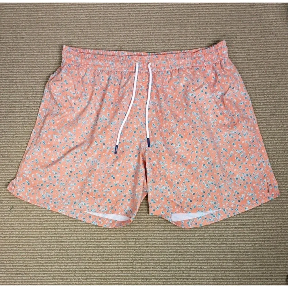 J&Josh Men's Swim Shorts Orange Flowers Luxury Swim Trunks Sz XXL JS26B2307 NWT